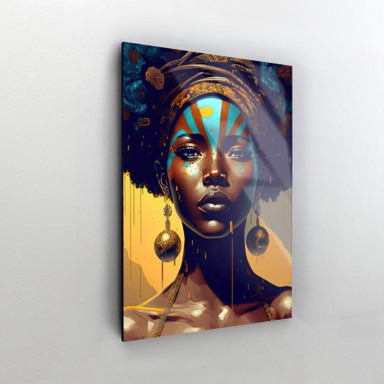 Afrikalı Kadın Tasarımlı Dekor Cam Tablo