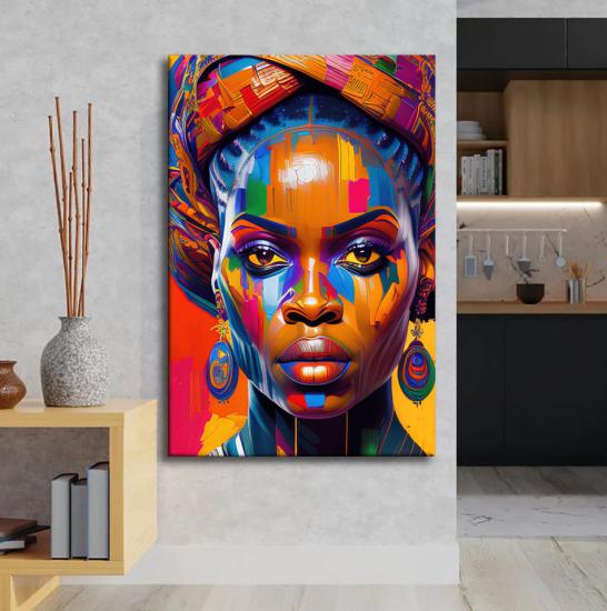 Afro Kadın Tasarımlı Dekor Kanvas Tablo