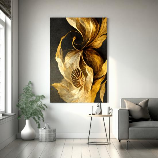 Altın Renkli Desen Tasarımlı Dekor Kanvas Tablo
