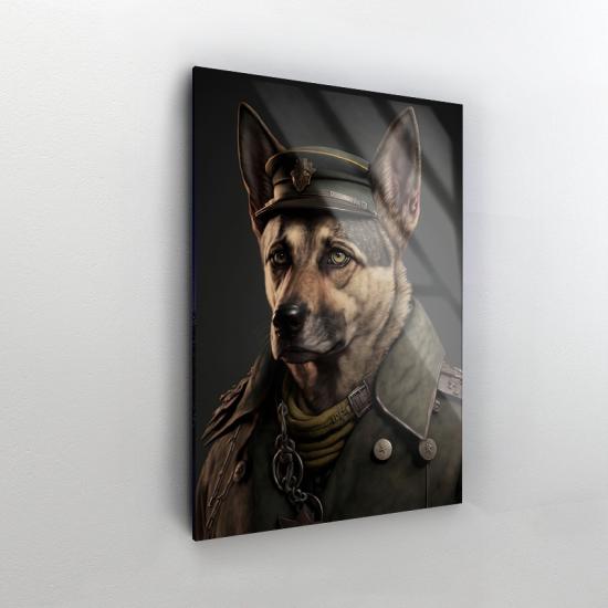 Asker Köpek Tasarımlı Dekor Cam Tablo