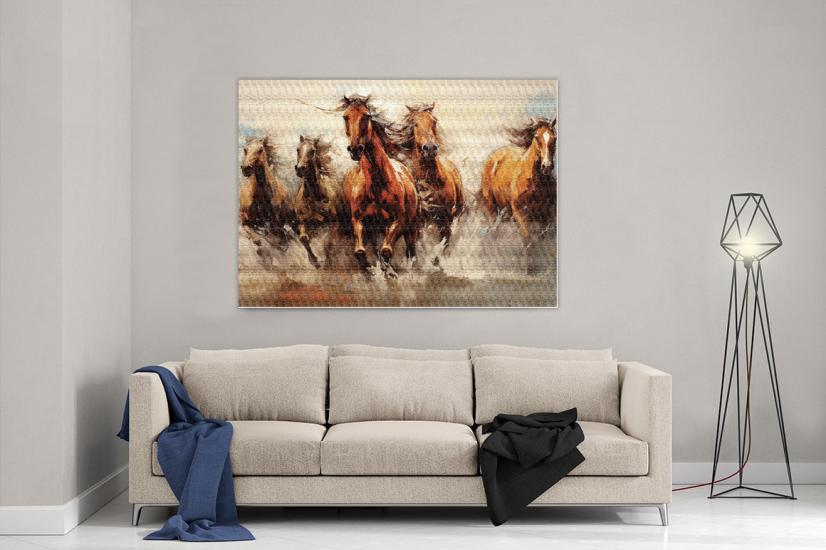Atlar Tasarımlı Dekor Kanvas Tablo