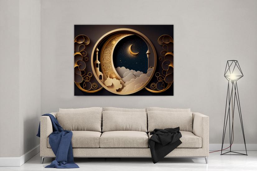 Ay ve Gece Tasarımlı Dekor Kanvas Tablo