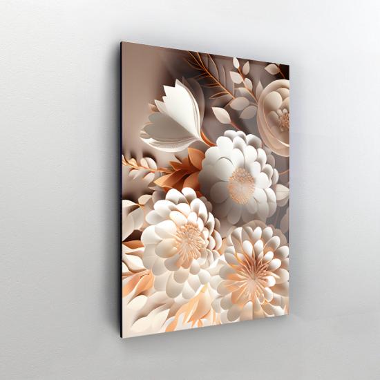 Beyaz Çiçekler Tasarımlı Dekor Cam Tablo