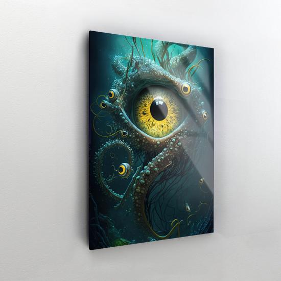 Denizaltı ve Göz Tasarımlı Dekor Cam Tablo