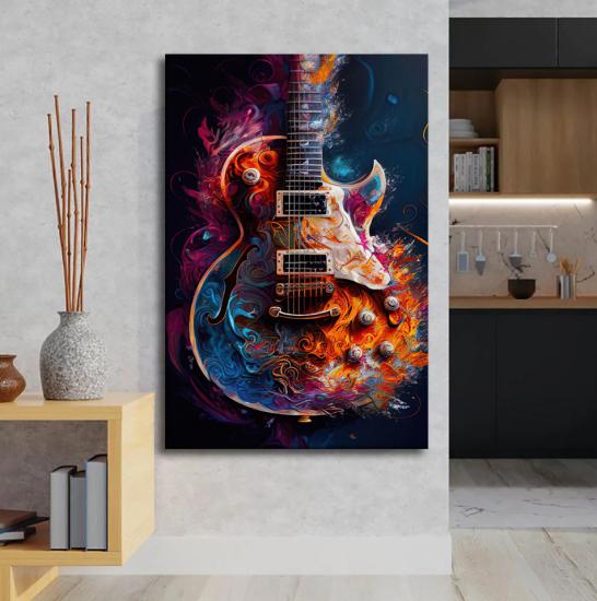 Gitar Tasarımlı Dekor Kanvas Tablo