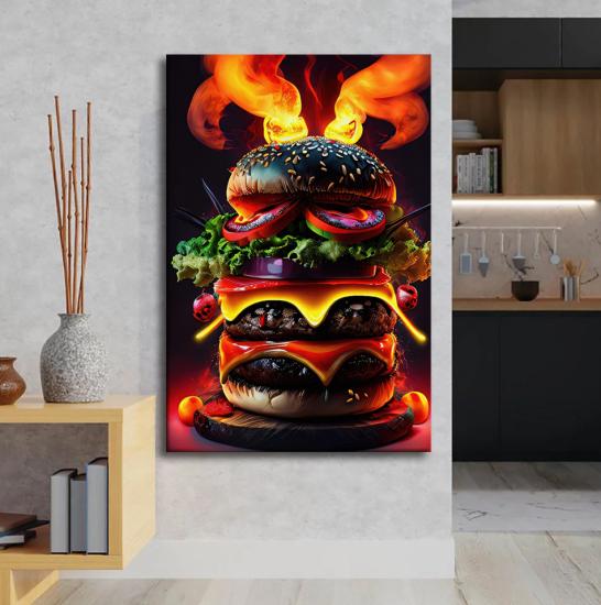 Hamburger Tasarımlı Dekor Kanvas Tablo
