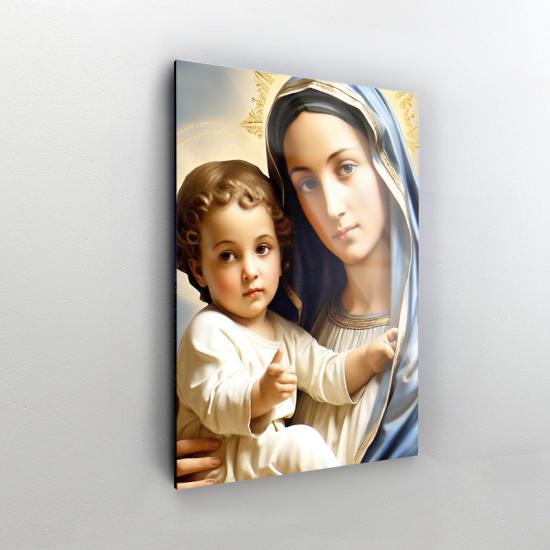 Hz İsa ve Meryem Ana Tasarımlı Dekor Cam Tablo