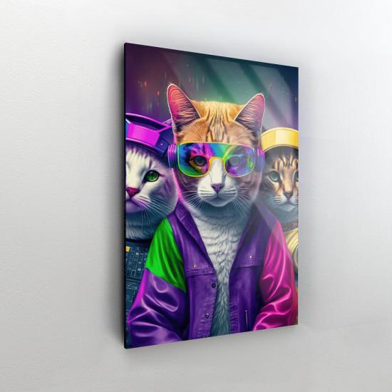 Kediler Tasarımlı Dekor Cam Tablo