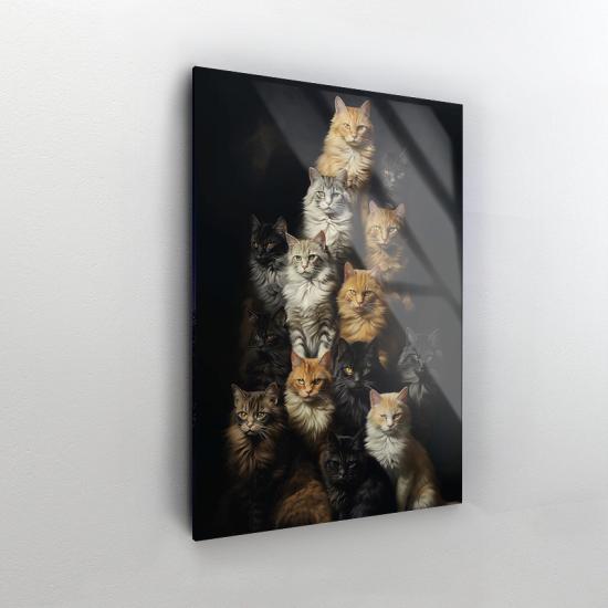 Kediler Tasarımlı Dekor Cam Tablo