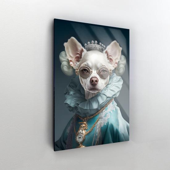 Kraliçe Köpek Tasarımlı Dekor Cam Tablo