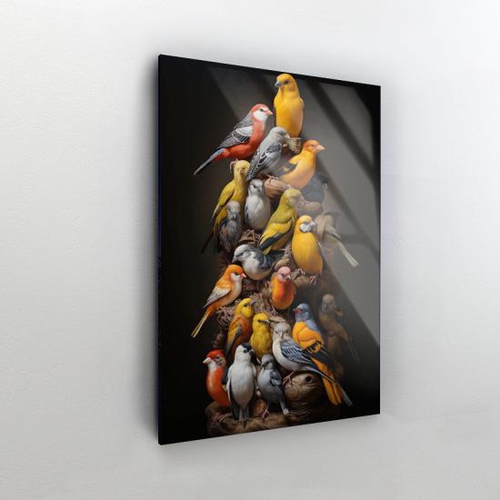 Kuşlar Tasarımlı Dekor Cam Tablo