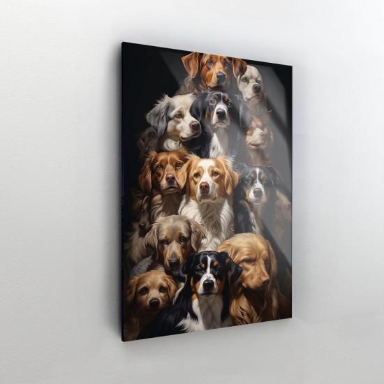 Köpekler Tasarımlı Dekor Cam Tablo