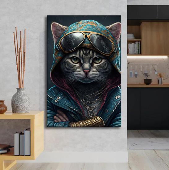Serseri Kedi Tasarımlı Dekor Kanvas Tablo