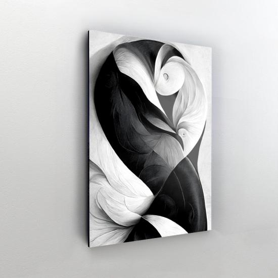 Siyah ve Beyaz Desen Tasarımlı Dekor Cam Tablo