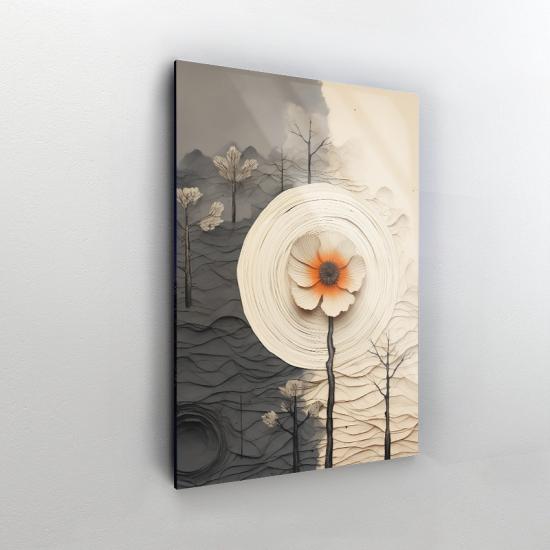 Soyut Çiçek Tasarımlı Dekor Cam tablo