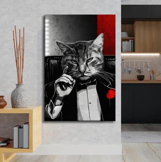 The Godfather Kedi Tasarımlı Dekor Kanvas Tablo