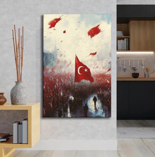 Türk Bayrağı Tasarımlı Dekor Kanvas Tablo