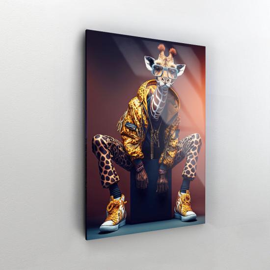 Zürafa Tasarımlı Dekor Cam Tablo