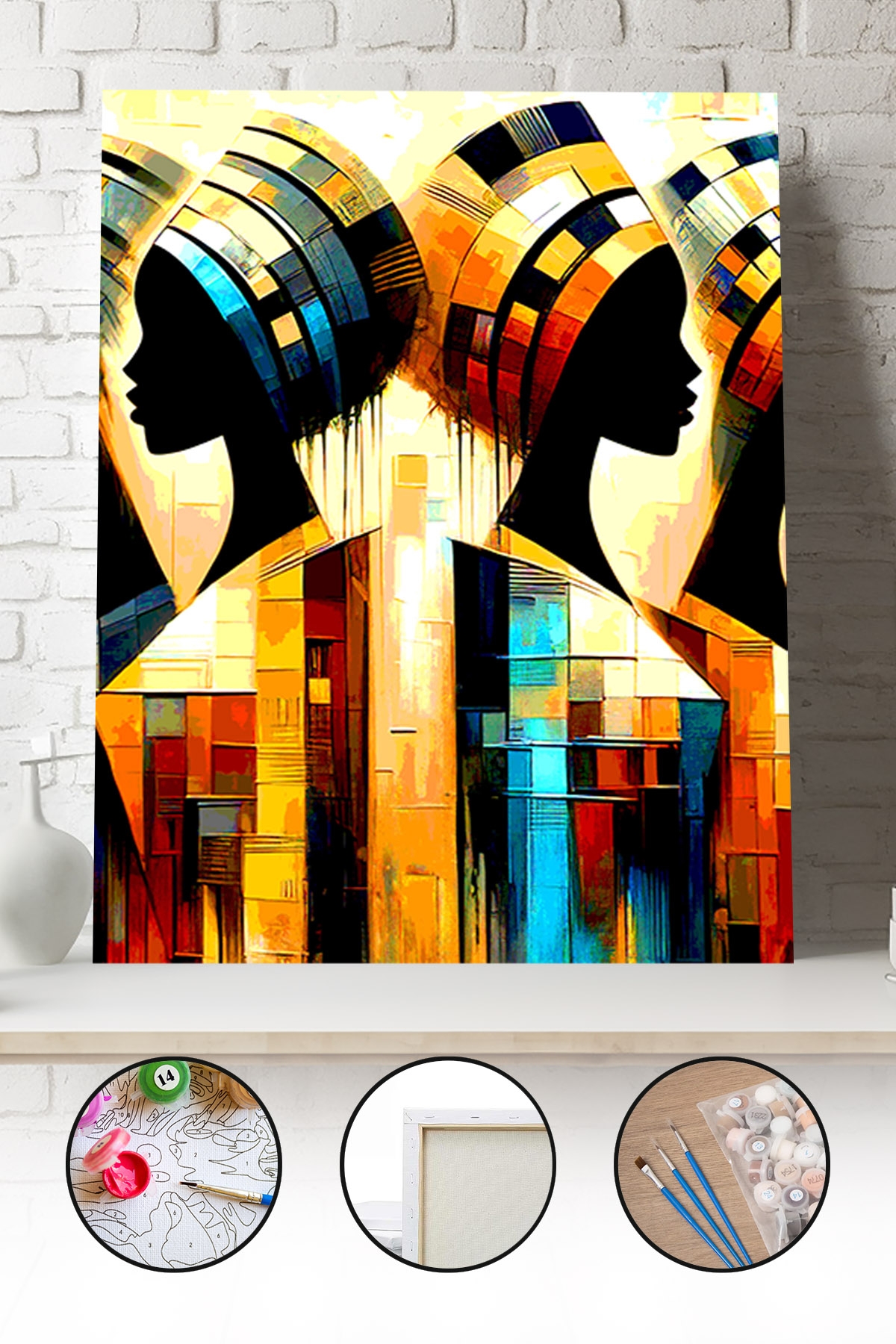Sayılarla Boyama Seti 40x50 - 50x65 cm Afrikalı Kadın Portresi – Tuval Hobi Boyama Tablosu 10