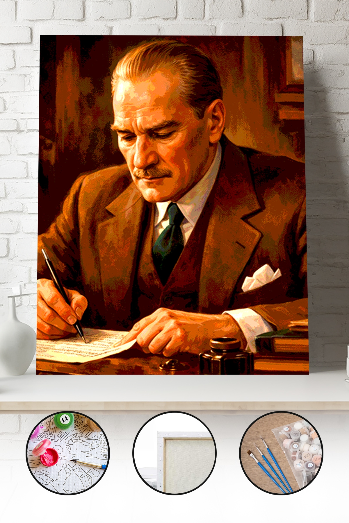 Sayılarla Boyama Seti 40x50 - 50x65 cm Atatürk – Tuval Hobi Boyama Tablosu