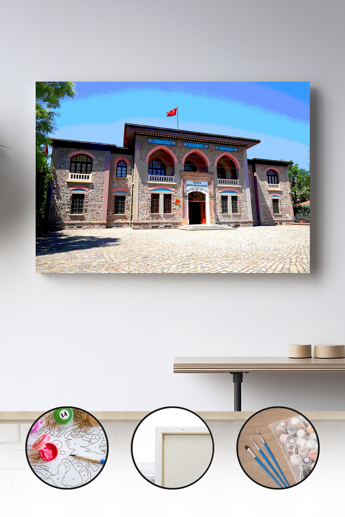 Sayılarla Boyama Seti 40x50 - 50x65 cm Tuval Hobi Boyama Tablosu - Büyük Millet Meclisi