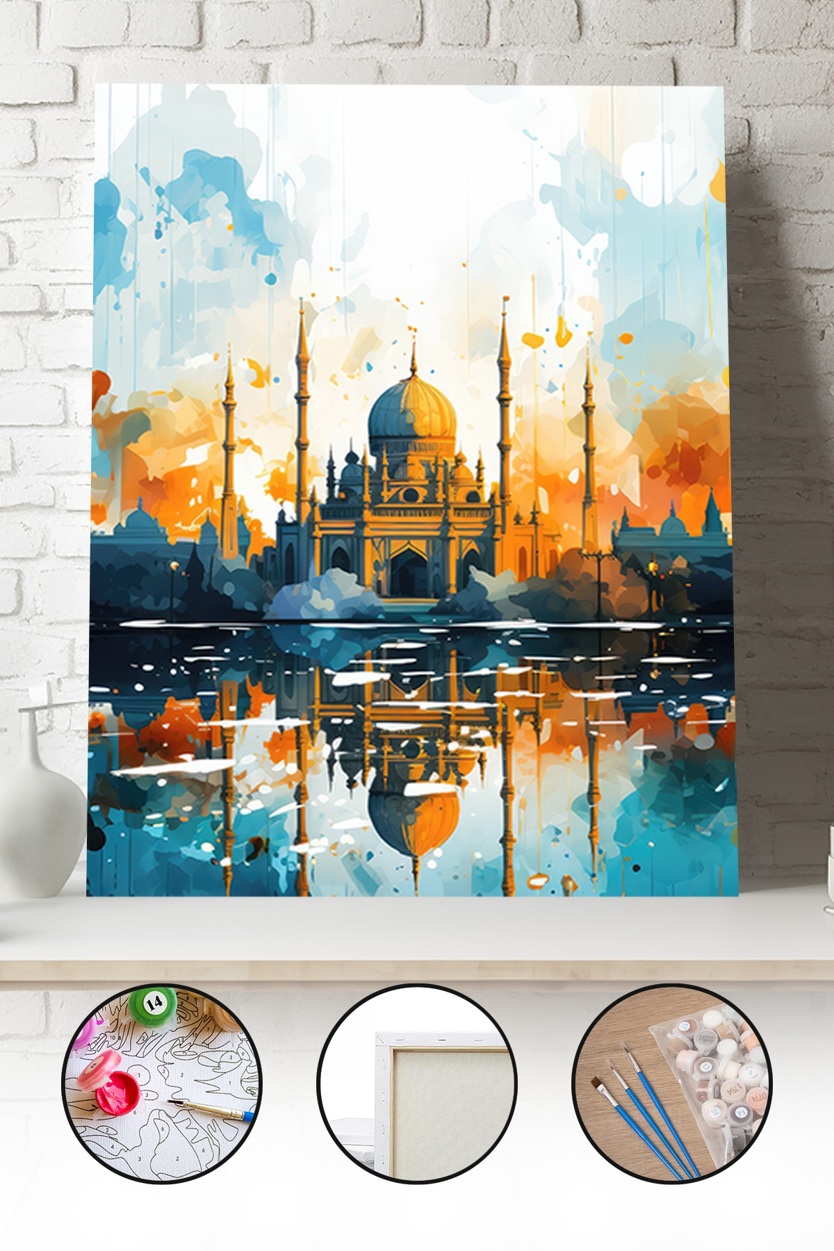 Sayılarla Boyama Seti 40x50 - 50x65 cm Tuval Hobi Boyama Tablosu - Camii