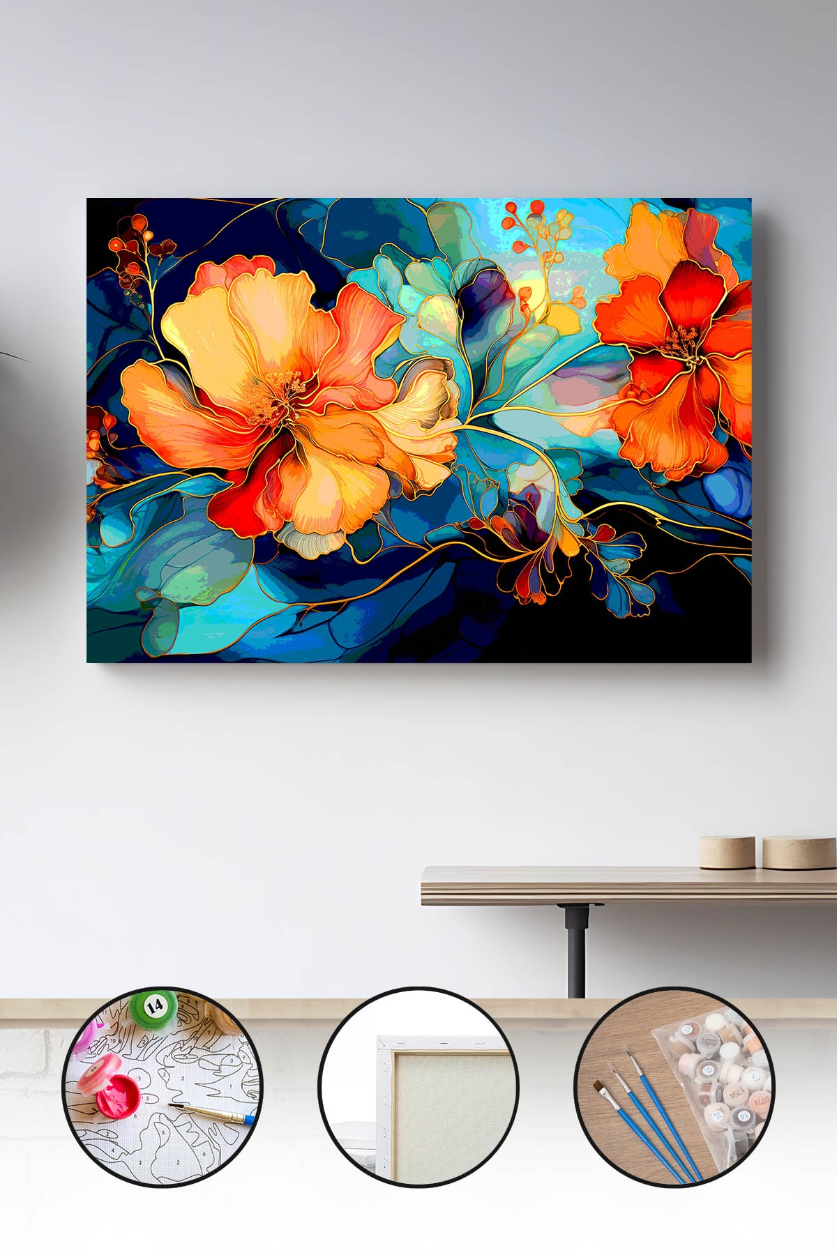 Sayılarla Boyama Seti 40x50 - 50x65 cm Tuval Hobi Boyama Tablosu - Çiçek Bahçesi 02