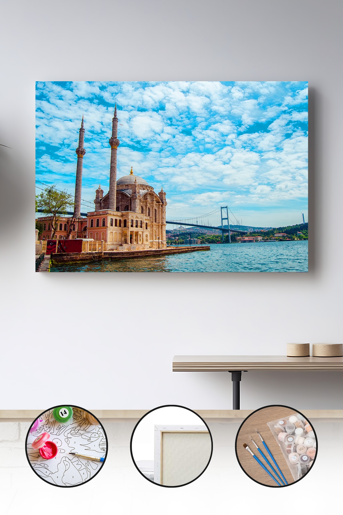 Sayılarla Boyama Seti 40x50 - 50x65 cm Tuval Hobi Boyama Tablosu - İstanbul Manzarası