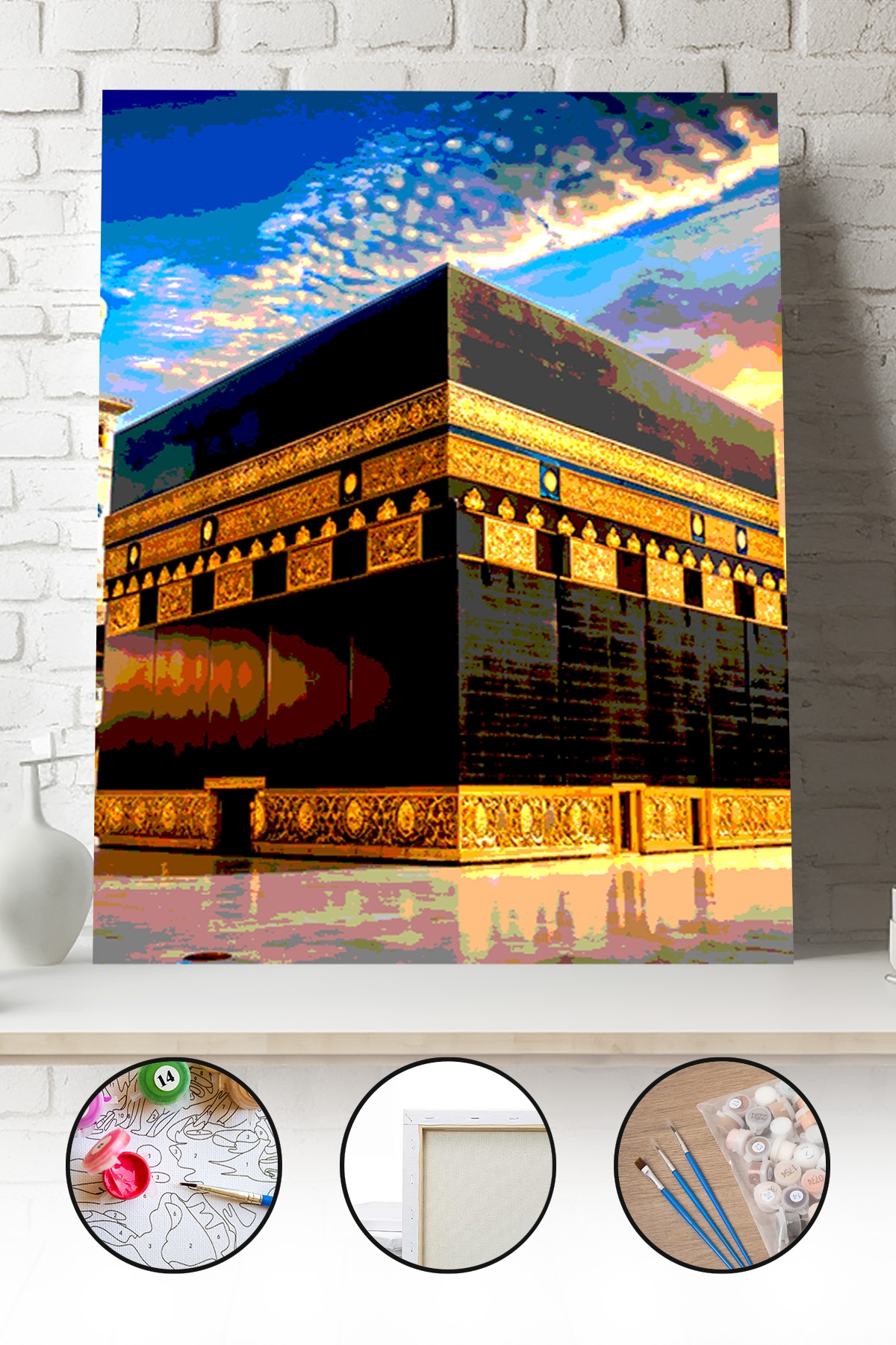 Sayılarla Boyama Seti 40x50 - 50x65 cm Tuval Hobi Boyama Tablosu - Kabe Manzarası