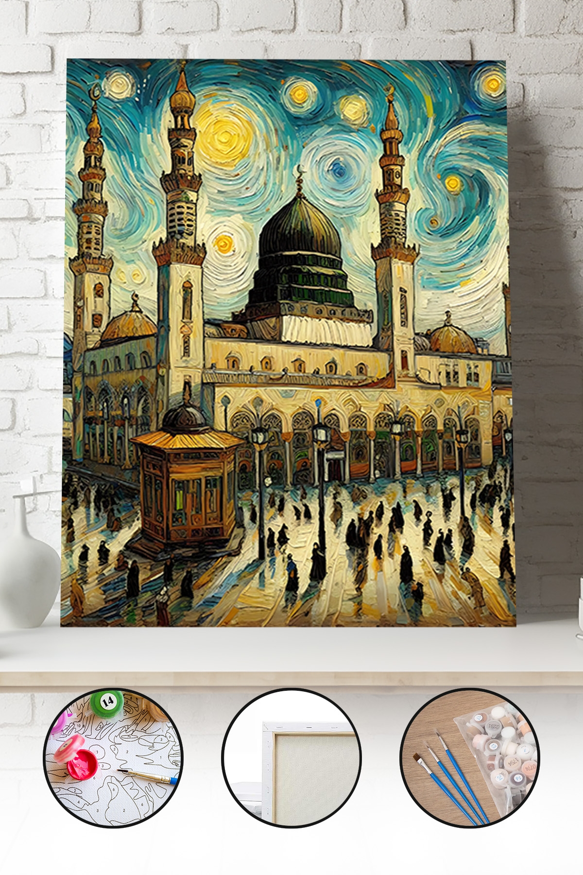 Sayılarla Boyama Seti 40x50 - 50x65 cm Tuval Hobi Boyama Tablosu - Mescid-i Nebevi