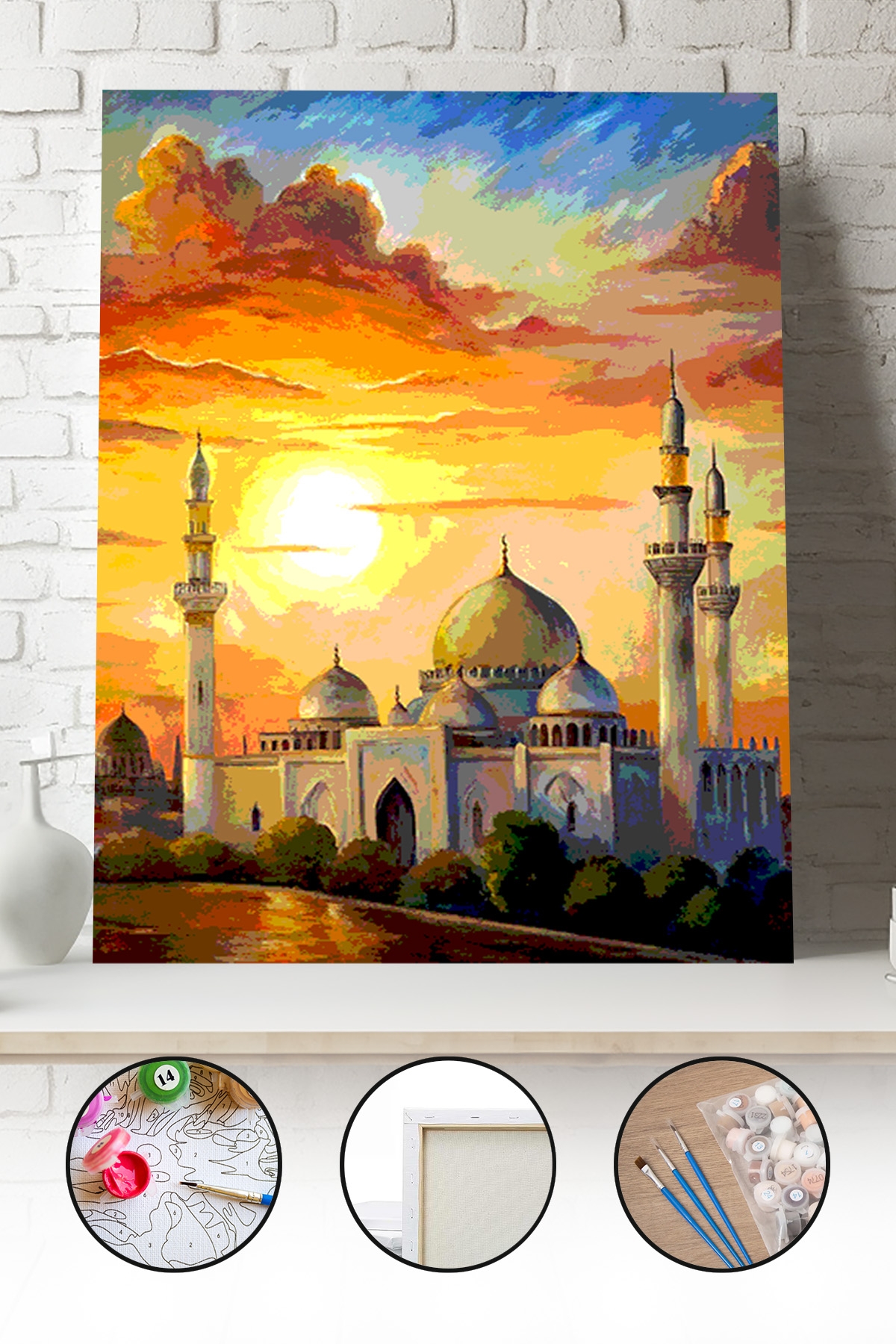 Sayılarla Boyama Seti 40x50 - 50x65 cm Tuval Hobi Boyama Tablosu - Osmanlı Camii