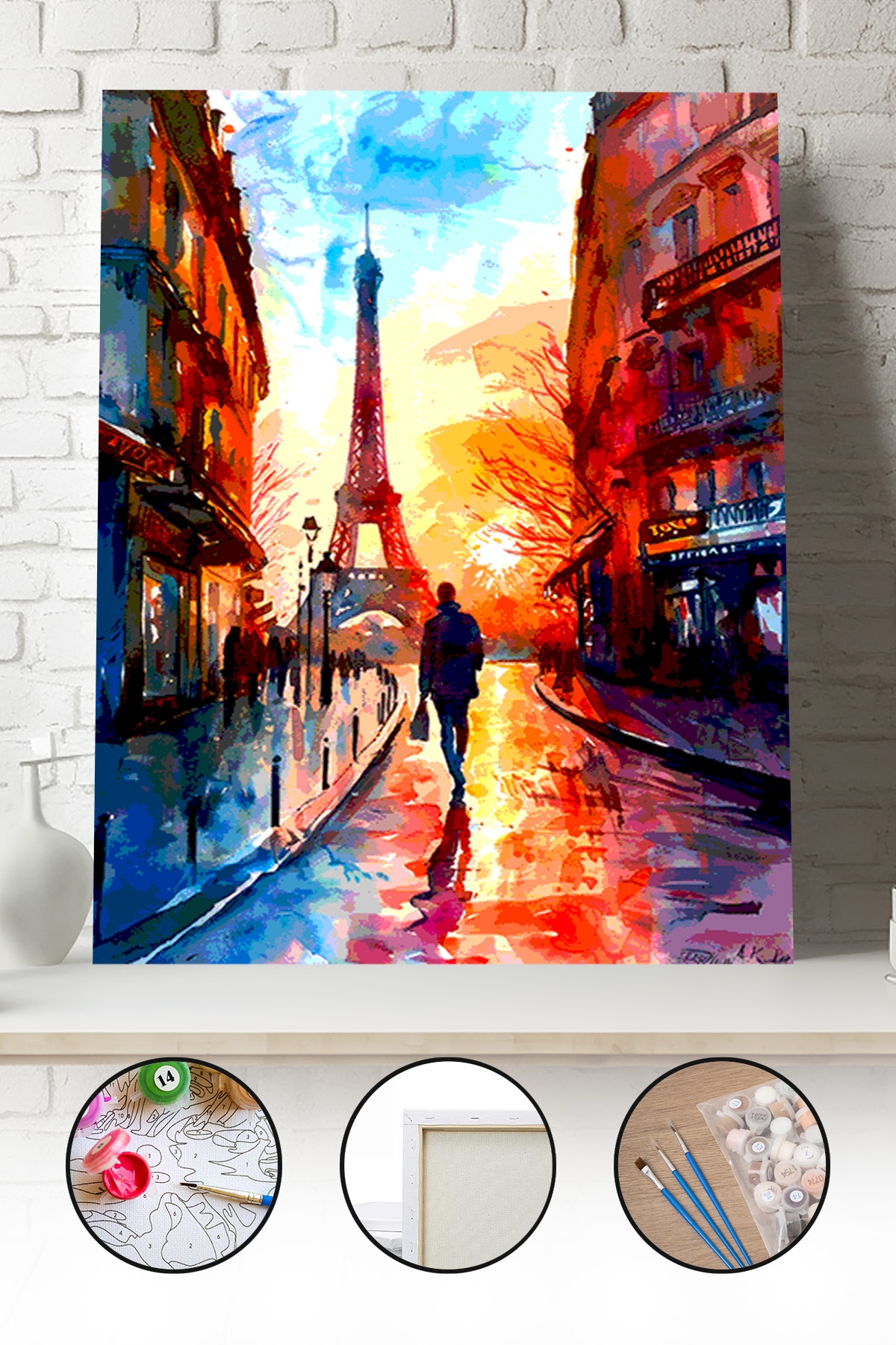 Sayılarla Boyama Seti 40x50 - 50x65 cm Tuval Hobi Boyama Tablosu - Paris Sokakları 03
