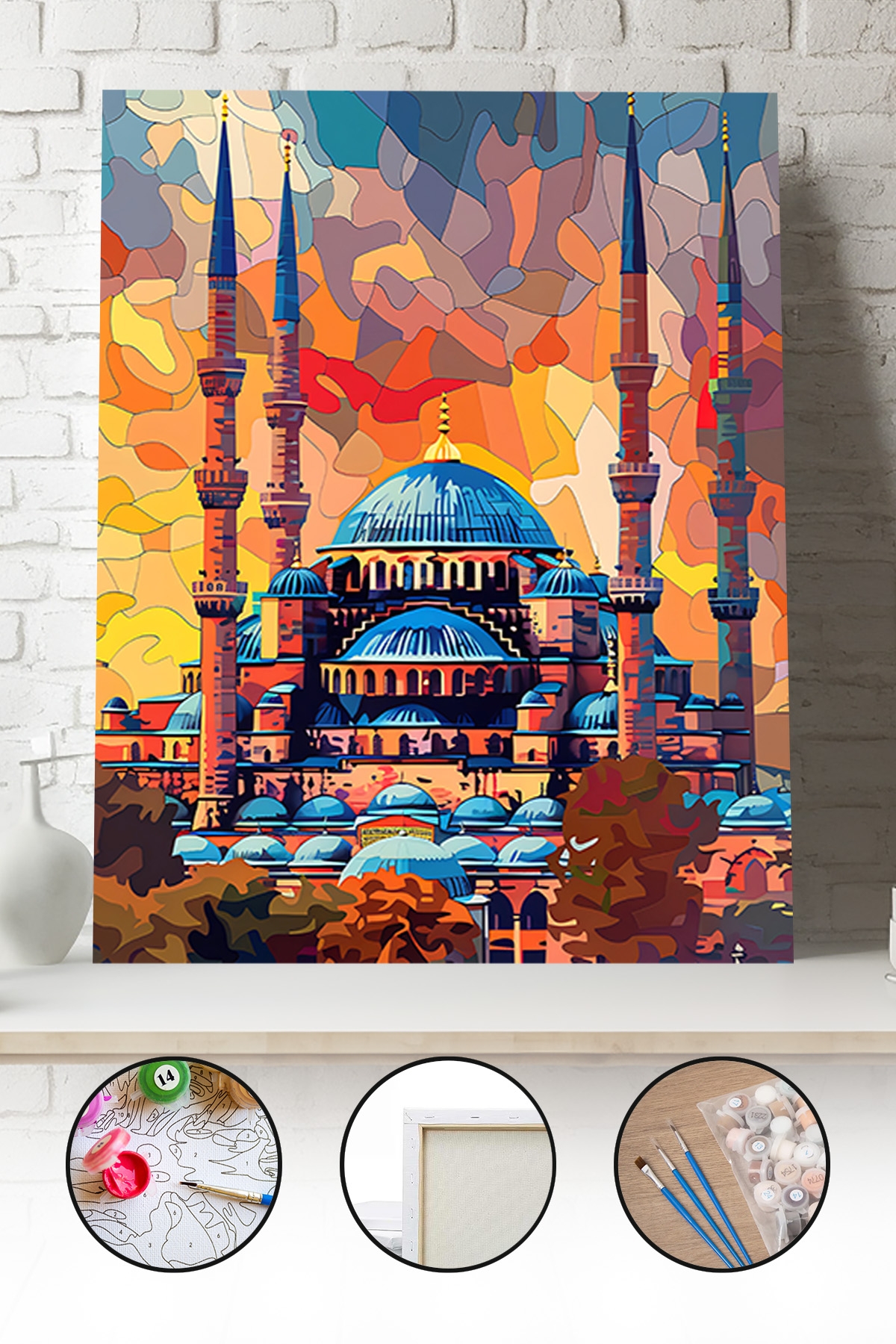 Sayılarla Boyama Seti 40x50 - 50x65 cm Tuval Hobi Boyama Tablosu - Sultan Ahmet Camii 05