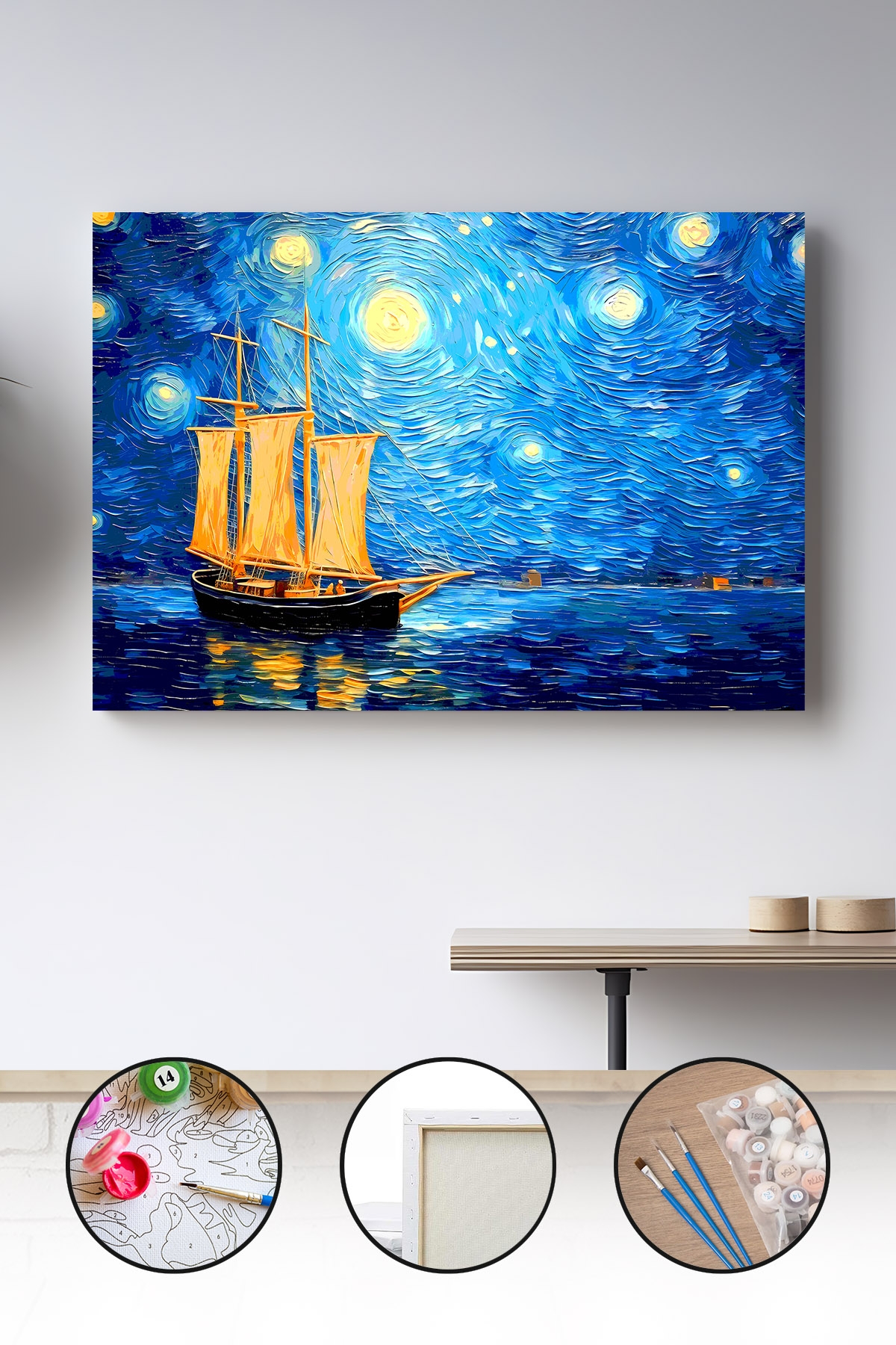 Sayılarla Boyama Seti 40x50 - 50x65 cm Tuval Hobi Boyama Tablosu -Tarlada Çalışan Aile