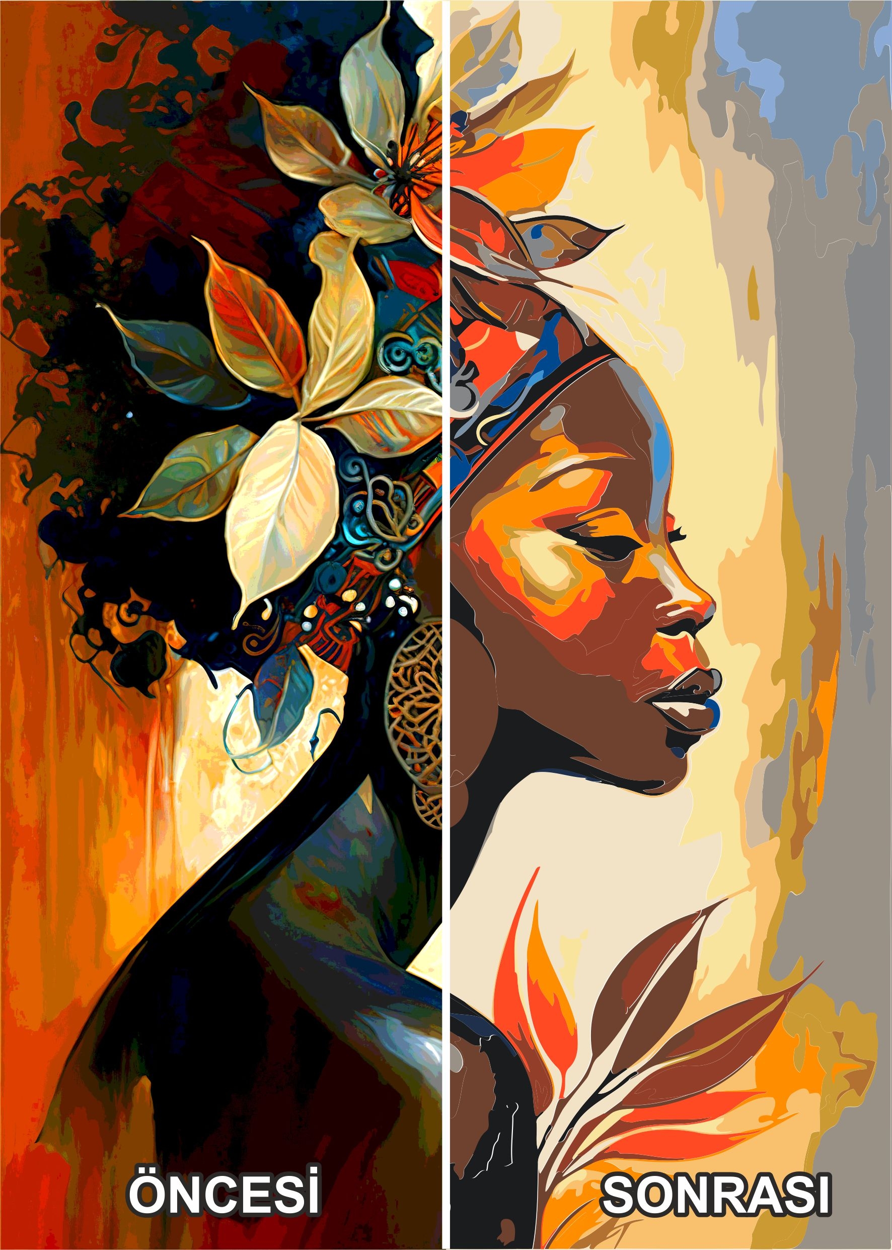 Sayılarla Boyama Seti 40x50 - 50x65 cm Tuval Hobi Boyama Tablosu - Sonbaharda Nehir Manzarası