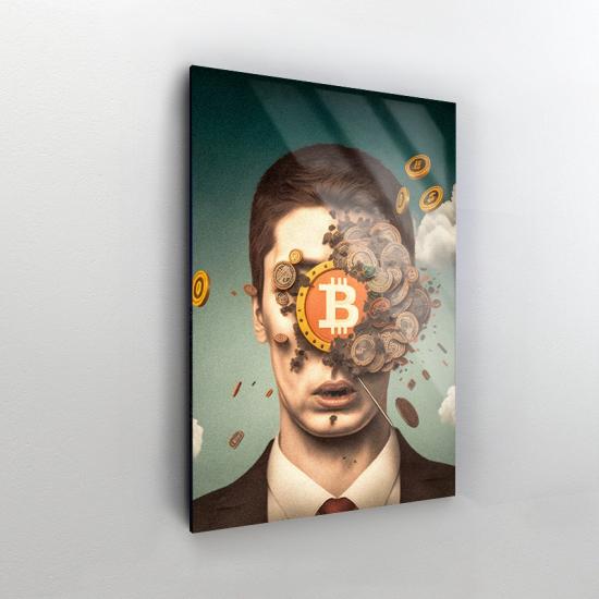 Bitcoin Tasarımlı Dekor Cam Tablo