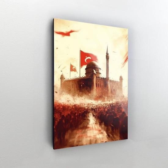 Cami ve Türk Bayrağı Tasarımlı Dekor Cam Tablo