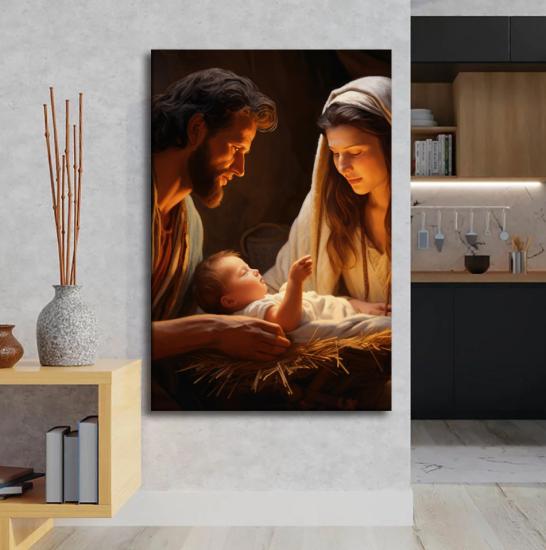 Hz Meryem ve Çocuk İsa Tasarımlı Dekor Kanvas Tablo