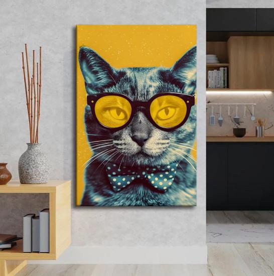 Kedi Tasarımlı Dekor Kanvas Tablo