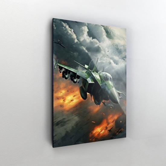 Savaş Uçağı Tasarımlı Dekor Cam Tablo