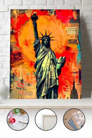 Sayılarla Boyama Seti 40x50 - 50x65 cm Tuval Hobi Boyama Tablosu - Banksy Özgürlük Heykeli