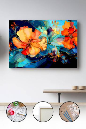 Sayılarla Boyama Seti 40x50 - 50x65 cm Tuval Hobi Boyama Tablosu - Çiçek Bahçesi 02