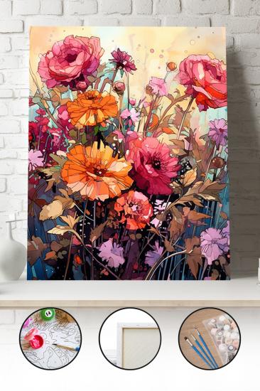 Sayılarla Boyama Seti 40x50 - 50x65 cm Tuval Hobi Boyama Tablosu - Çiçek Bahçesi 01