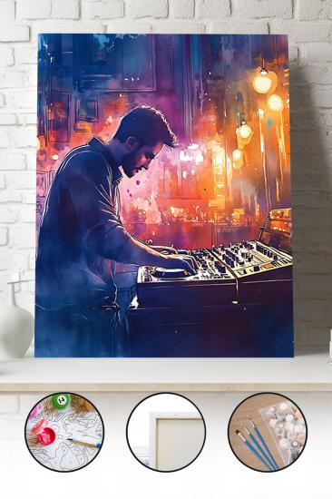 Sayılarla Boyama Seti 40x50 - 50x65 cm Tuval Hobi Boyama Tablosu - Gece Kulübünde DJ