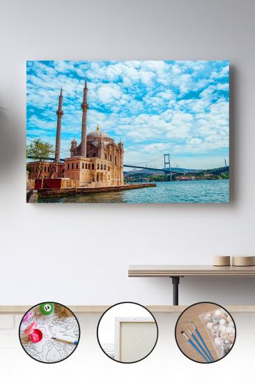 Sayılarla Boyama Seti 40x50 - 50x65 cm Tuval Hobi Boyama Tablosu - İstanbul Manzarası