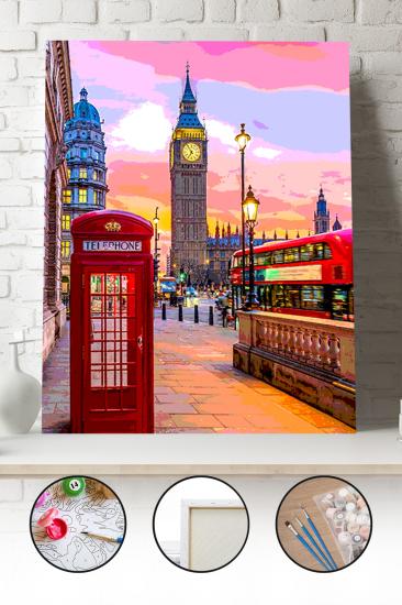 Sayılarla Boyama Seti 40x50 - 50x65 cm Tuval Hobi Boyama Tablosu - Londra Caddeleri