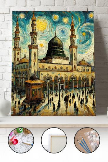Sayılarla Boyama Seti 40x50 - 50x65 cm Tuval Hobi Boyama Tablosu - Mescid-i Nebevi