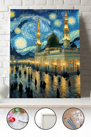 Sayılarla Boyama Seti 40x50 - 50x65 cm Tuval Hobi Boyama Tablosu - Mescid-i Nebevi 02