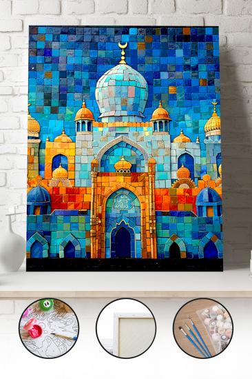 Sayılarla Boyama Seti 40x50 - 50x65 cm Tuval Hobi Boyama Tablosu - Mozaik Camii