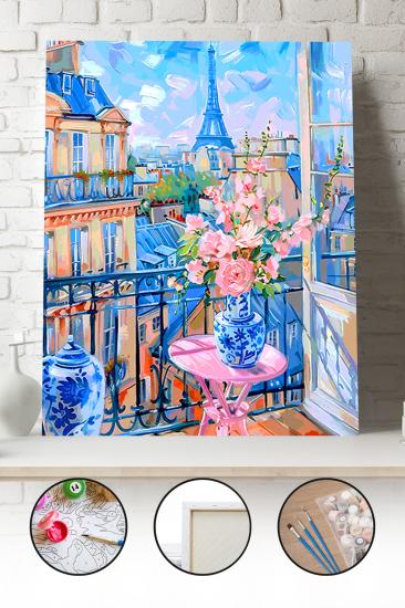 Sayılarla Boyama Seti 40x50 - 50x65 cm Tuval Hobi Boyama Tablosu - Paris Manzarası